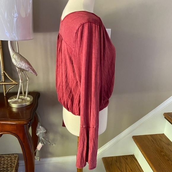 Anthropologie Red  Deletta Sirpo Faux Wrap Top  Small - Picture 5 of 8